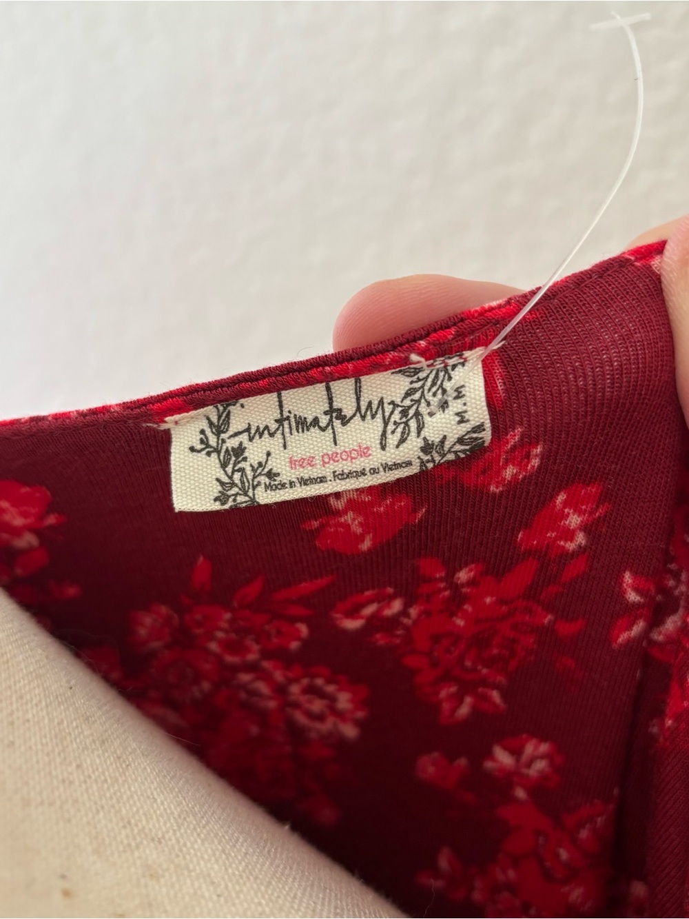 Free People turnt red floral print long sleeve bodysuit size medium NWOT - Picture 6 of 11